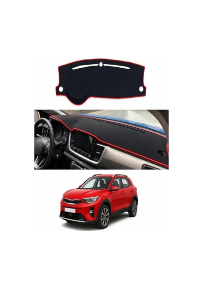 Kia - Stonic 2017+ Uyumlu Torpido Koruma Kılıfı - Kırmızı Şeritli