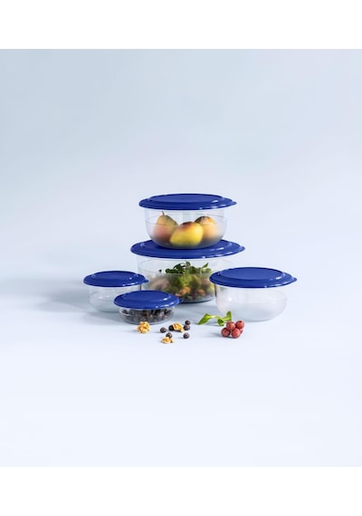 Tupperware Kristalin Kase Servis Saklama Kabı Seti Gece Mavisi 5'li 275 ML + 450 ML + 1.1 L + 2.1 L + 3.5 L Gece Mavisi