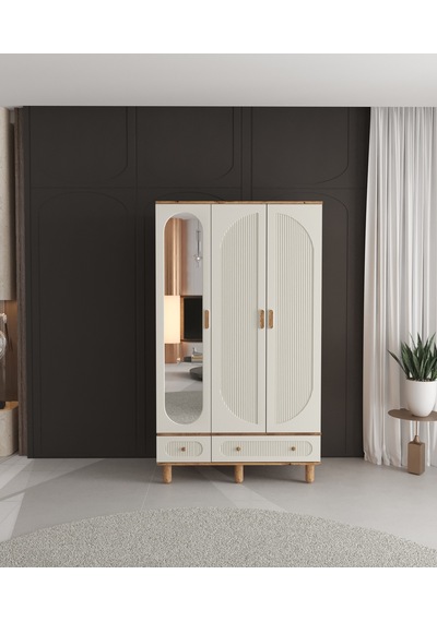 %100 MDF Soho 3 Kapaklı Çekmeceli Modüler Gardırop - Aytaşı