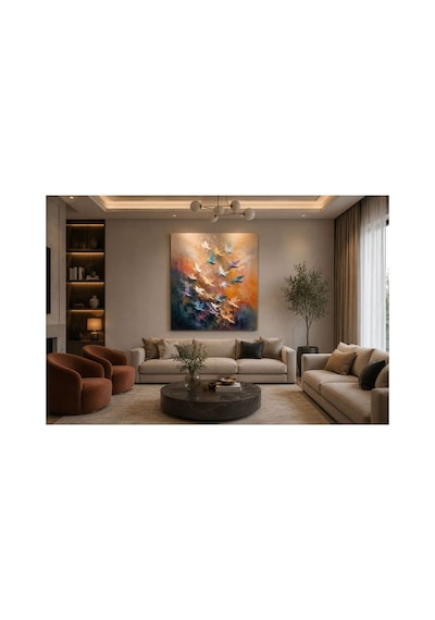 Uçuşun Işığı Soyut Kuşlar Kanvas Tablo Pastel Tonlar Modern Duvar Dekoru