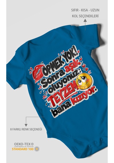 Morivokids Teyzeye Özel Kısa Kollu Bebek Body %100 Pamuk Zbn156-kk Koyu Mavi