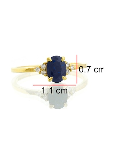 Safir Oval Tektaş Pırlanta Yüzük Sarı