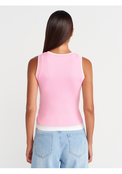Dilvin 21086 Çift Görünümlü Kolsuz Top-pembe Pembe