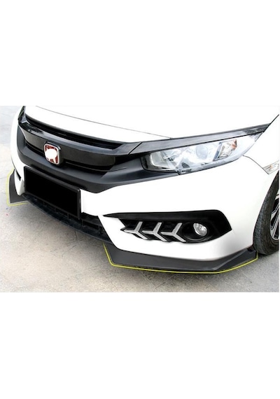 Honda Civic Fc5 Uyumlu Ön Tampon Flap Lip Piano Black 2016+