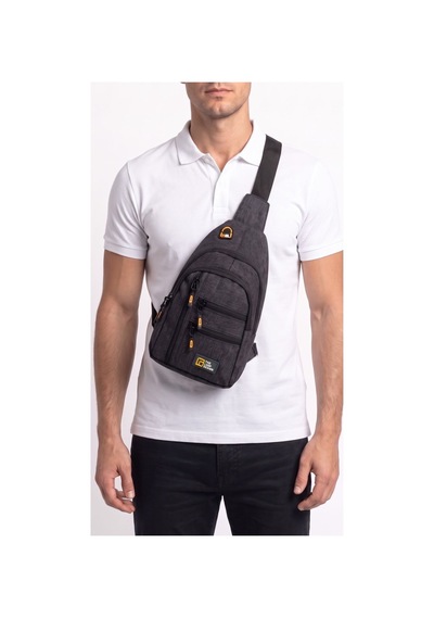 The Loop Desing Unisex Çok Bölmeli Çapraz Ayarlanabilir Askılı Göğüs Omuz Çantası Siyah