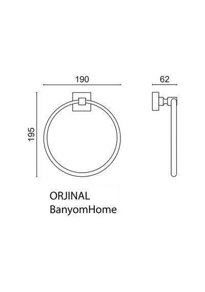 Çelik Banyo Paslanmaz Pirinç Kumru Mat Siyah Yuvarlak Havluluk Siyah