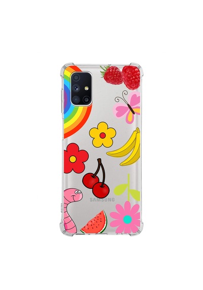 Prinrify Samsung Galaxy M51 Uyumlu Water Color 5 Baskılı Şeffaf Köşe Korumalı Antişok Kılıf