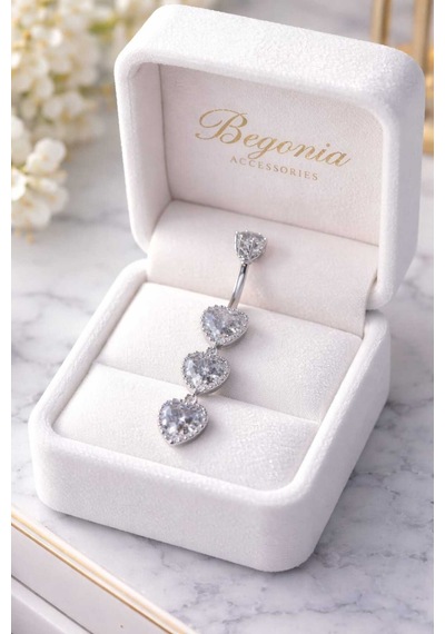 316l Cerrahi Çelik Göbek Piercing Zirkon Taşlı Sallantılı Kadın Piercing Paslanmaz Kararmaz Figürlü Fashion Özel Tasarım Göbek Piercing Modeli - 24 Gümüş