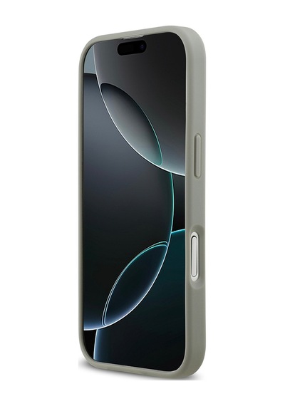 Apple Uyumlu iPhone 17 Kılıf Guess Lisanslı Taşlı Arka Yüzey Üçgen Logolu Kapak Gümüş