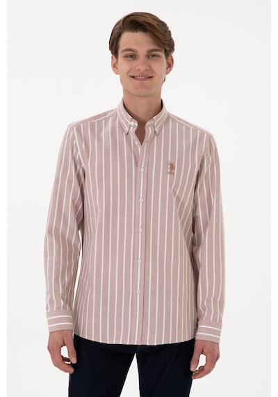 U.S. Polo Assn. Erkek Çizgili Camel Uzun Kollu Gömlek 50306347-VR015 U.S. Polo Assn. Erkek Çizgili Camel Uzun Kollu Gömlek 50306347-VR015