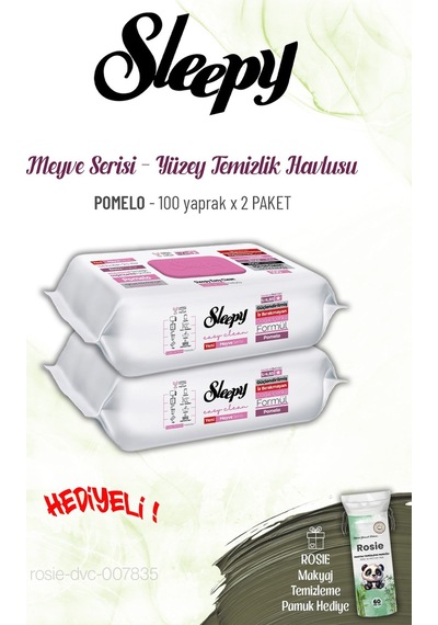 Sleepy 100 Yaprak X 2 Paket Pomelo Yüzey Temizlik Havlusu Ve Rosıe Tekli