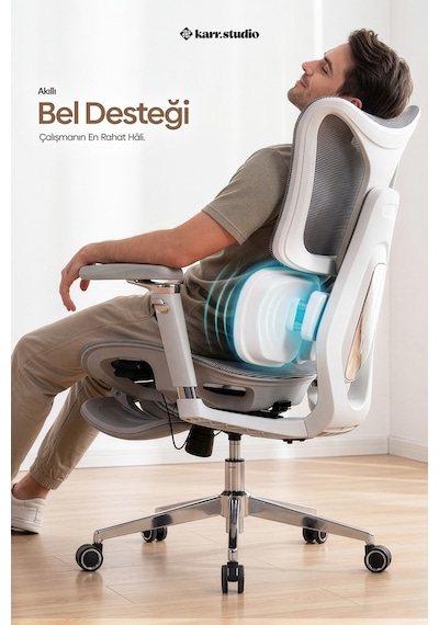 Okawa Titreşimli Masaj Destekli Ergonomik Çalışma Koltuğu - Gri