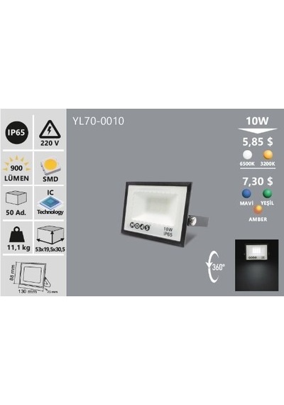 Noas 10w Led Projektör Amber