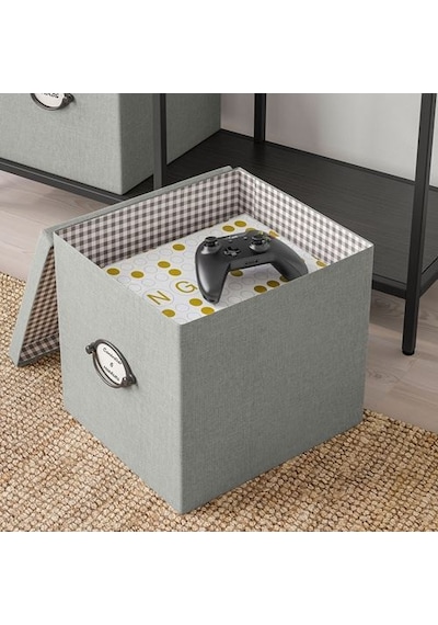 Ikea Kvarnvık Kapaklı Karton Saklama Kutusu 35 X 32 X 32 Cm Gri