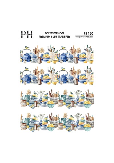 Polyesterhobi Premium Sulu Transfer 25x35 Cm Mutfak Bordür Desenli Ps 160