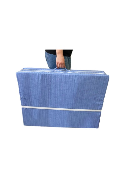 Viphomeconceptltd Katlanır Yer Yatağı Sünger Yatak Mavi Çizgili 80X180 Cm-7 Cm