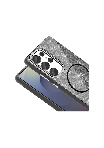 Samsung Uyumlu Galaxy S25 Ultra Kılıf Dökülmeyen Simli Silikon Magsafe Kamera Yükseltili Systemcom Altın