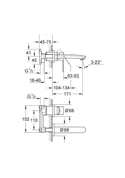 Grohe Eurostyle Cosmopolitan İki Delikli Duvardan Lavabo Bataryası – 19571002