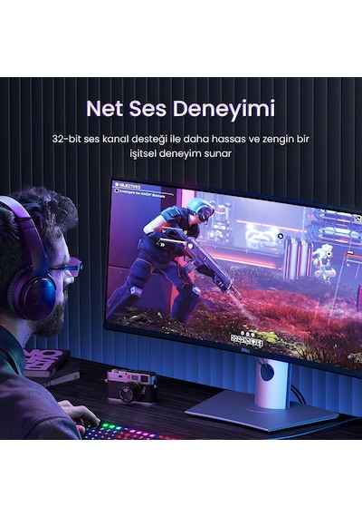 Veggieg Displayport 16k 60hz 8k 240hz 4k 240hz 80 Gbps Hdr Arc Örgülü Dp 2.1 Kablo 1.5 Metre