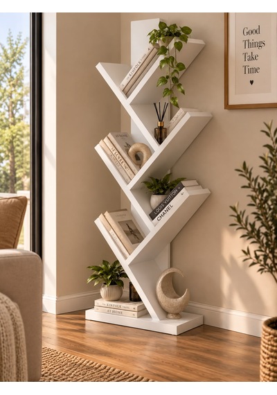 Çapraz Kitaplık - Beyaz Mdf Çapraz Kitaplık - Beyaz Mdf