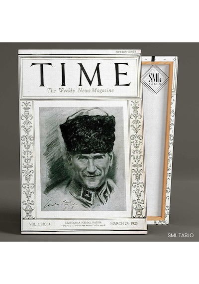Time Dergisi Kapağı 1923 Atatürk Dikey Kanvas Tablo 70x100 Cm
