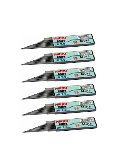 Kalem Ucu 2.0mm 2b Mikro 2b Kalem Ucu 2mm Siyah 6 Adet Tek Renk