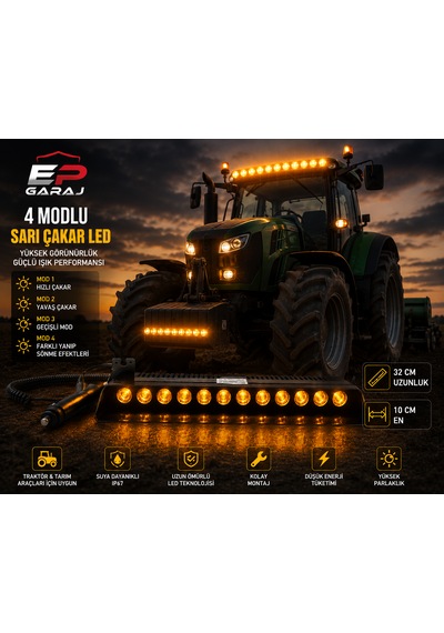 Üniversal Bütün Araçlara Uyumlu Ep Garaj 4 Modlu Sarı Çakar Led 0