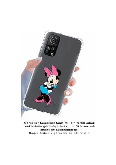 Xiaomi Redmi Note 8 Köşe Korumalı Antişok Kapak Minnie Mouse Tasarımlı Şeffaf Kılıf