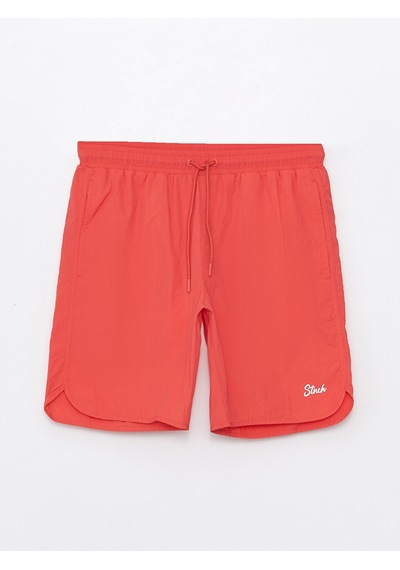 Lcw Swımwear Kırmızı Kısa Boy Baskılı Erkek Deniz Şortu