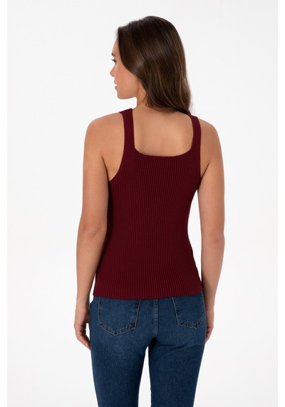 U.S. Polo Assn. Kadın Bordo Kare Yaka Kazak 50314626-VR177