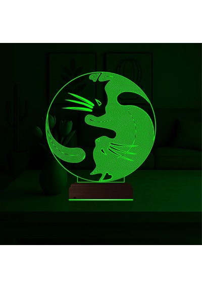 Luvivia Kedi Ying Yang Denge 3d Lamba - Masa Gece Lambası Şeffaf