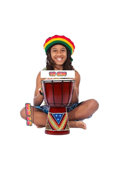 Djembe Davul Darbuka Renkli Afrika El Yapımı 25cm Çocuk Bongo Kongo No.2