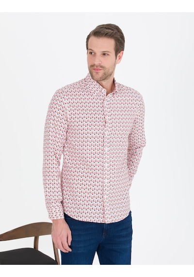 Pierre Cardin Erkek Nar Çiçeği Desenli Gömlek 50264910-vr039 Narçiçeği
