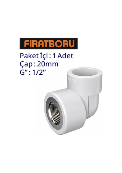 Fırat İç Dişli Dirsek, 20mm, 1/2'', 1 Adet, 7b72020127
