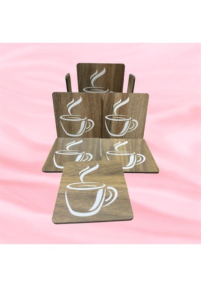 6 Lı Mdf Bardak Altlığı Sekoratif Ecceca1022 Karışık