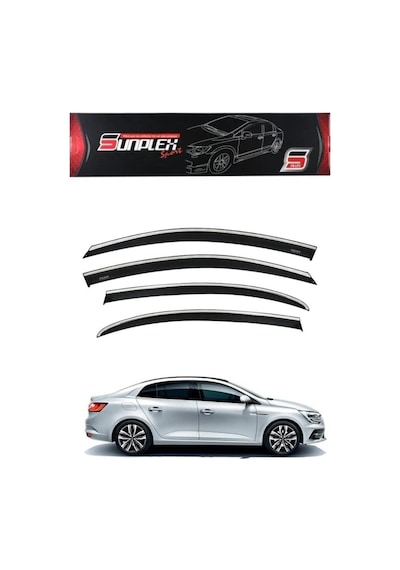 Kromlu Cam Rüzgarlığı Renault Megane 4 Sedan 2015+ 4 Parça Sunpleks 1020001