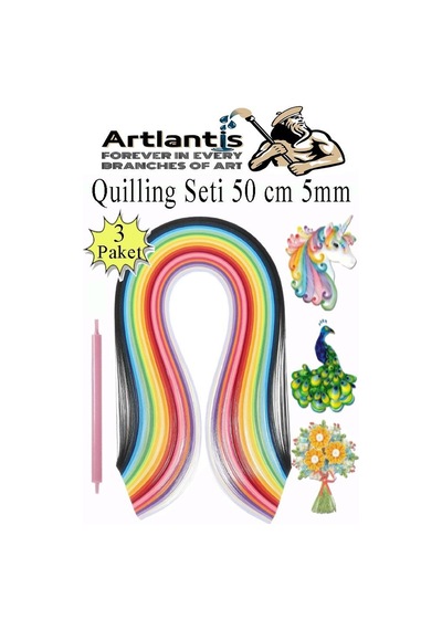 Quilling Seti 5 Mm İnce 3 Paket Quling Kağıt Katlama Kıvırma Sanatı Telkari Kuiling Karışık Renkli