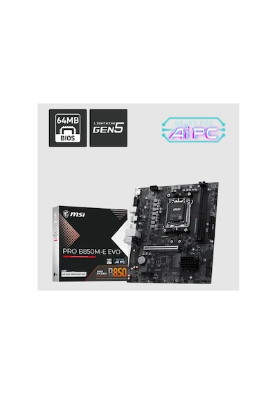 Pro B850m-e Evo Ddr5 8200mhz 1xvga 1xhdmı 1xm.2 Usb Matx Am5 Am5 9000/8000/7000 Serileri İle Uyumlu Diğer