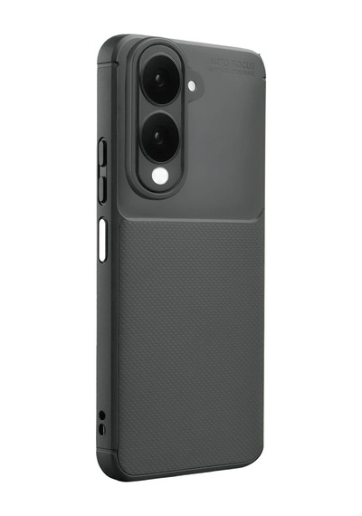 Vivo Y04 Uyumlu Kılıf Karbon Tasarım Kamera Korumalı Silikon Telefon Kılıfı Kapak Gri