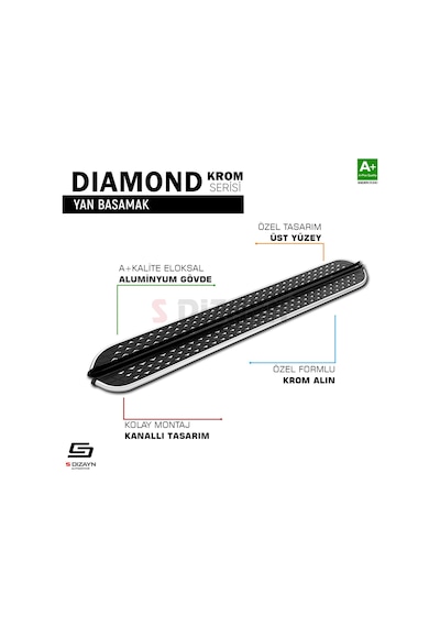 S-dizayn Ford Ranger 4 Diamond Krom Yan Basamak 203 Cm 2023 Üzeri A+ Kalite