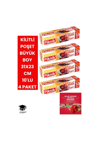 Kilitli Poşet Büyük Boy 31x23 Cm 10'lu 4 Paket
