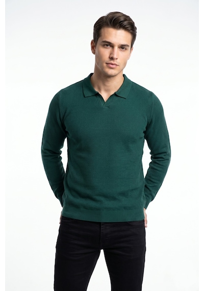 Foterman Erkek Spor Polo Yaka Mevsimlik Kazak Bgl-st05444 Yeşil