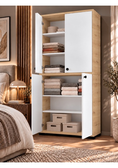 Madrid No.1 4 Kapaklı Çok Amaçlı Dolap Desenli Suntalam Mutfak Dolabı Koridor Antre Ayakkabılık Safir Meşe Madrid No.1 4 Kapaklı Çok Amaçlı Dolap Desenli Suntalam Mutfak Dolabı Koridor Antre Ayakkabılık Safir Meşe