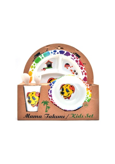 Bebek Mama Tabağı Köpek Formlu 5 Li Set Melamin Oval Çok Renkli