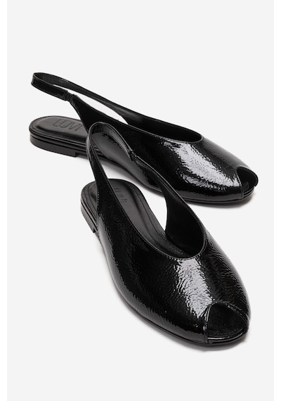 Luvishoes Serına Siyah Kırışık Rugan Kadın Sandalet