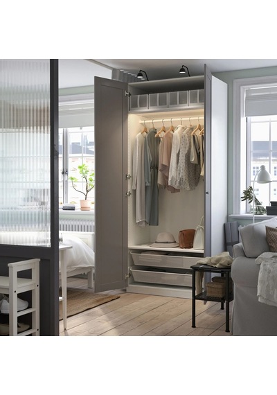 Ikea Beyaz Modern Kapaklı Gardırop 100x60x236 Cm
