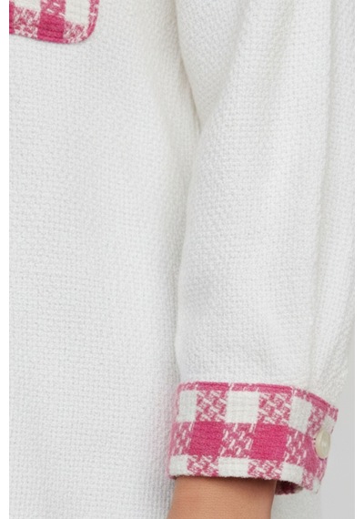 Kadın Pembe Oversize Fit Ekoseli Desenli Uzun Kollu %100 Pamuk Gömlek, Ceket, Kadın Oduncu Gömlek Pembe