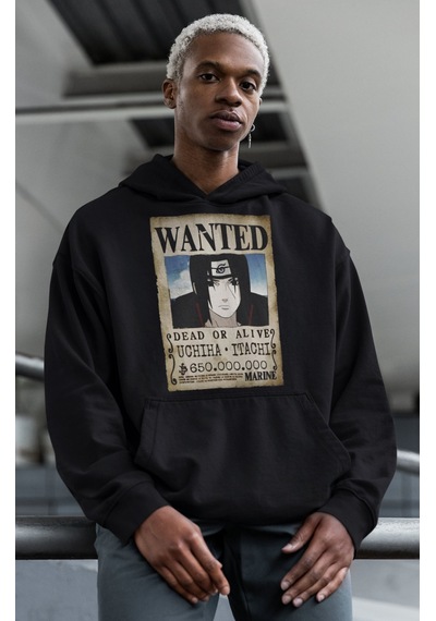 Sevbano Wanted Uchiha Itachi Baskılı Unisex Oversize Naruto Anime Hoodie Siyah Sevbano Wanted Uchiha Itachi Baskılı Unisex Oversize Naruto Anime Hoodie Siyah