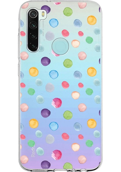Xiaomi Redmi Note 8 İle Uyumlu 1mm Slim Fit Water Color 6 Baskılı Şeffaf Kılıf Şeffaf