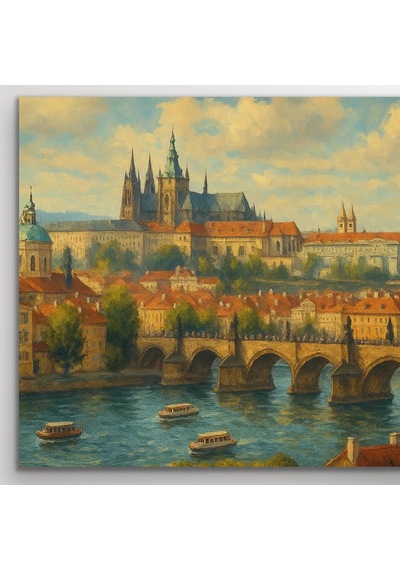 Prag Şehir Manzarası Kanvas Tablo 60x120cm Çok Renkli